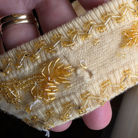 Marchesa Cocktail Sweater Tank Vintage 1960's Mid Century Rhintestone Cream Wool - Picture 14 of 16